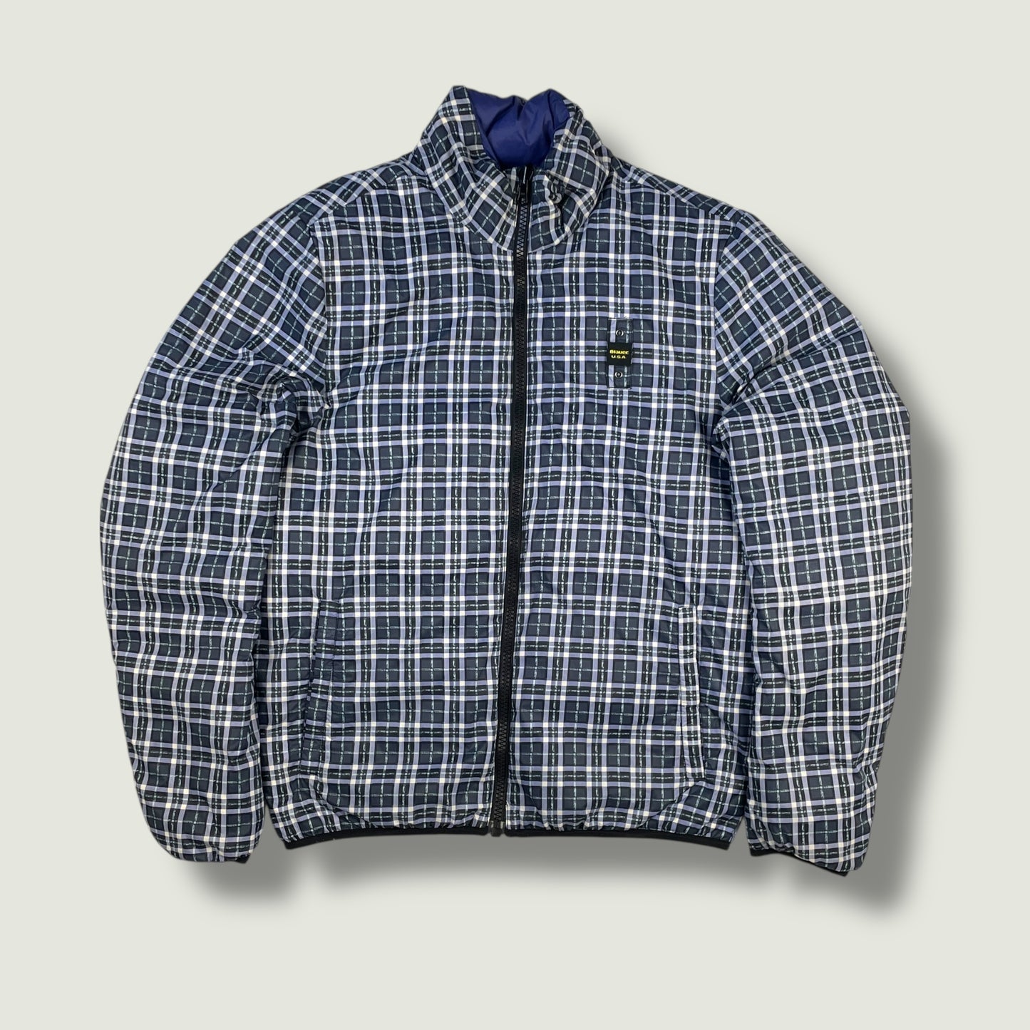 Blauer Vintage Reversible Daunenjacke (L)