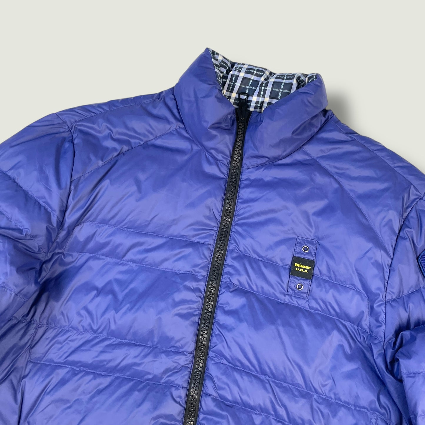 Blauer Vintage Reversible Daunenjacke (L)